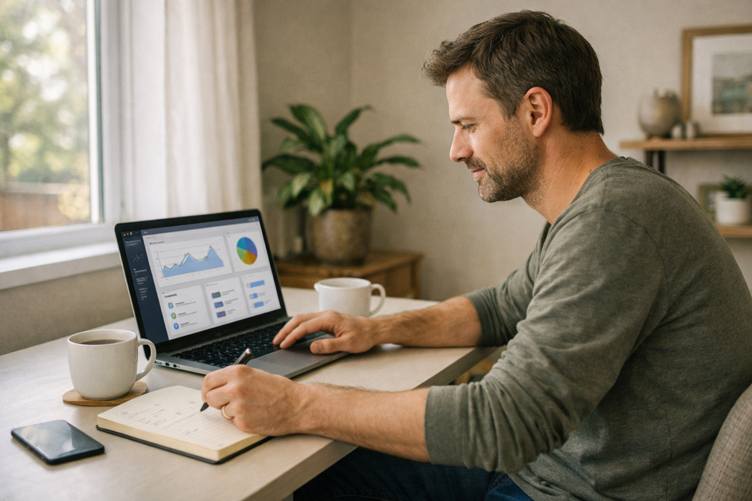 Remote employee working from home through staffing agency